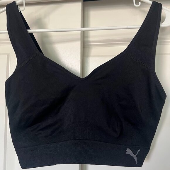 PUMA Black Lightweight Stretch Adjustable Strap Sports Bra Size XL - Picture 1 of 6